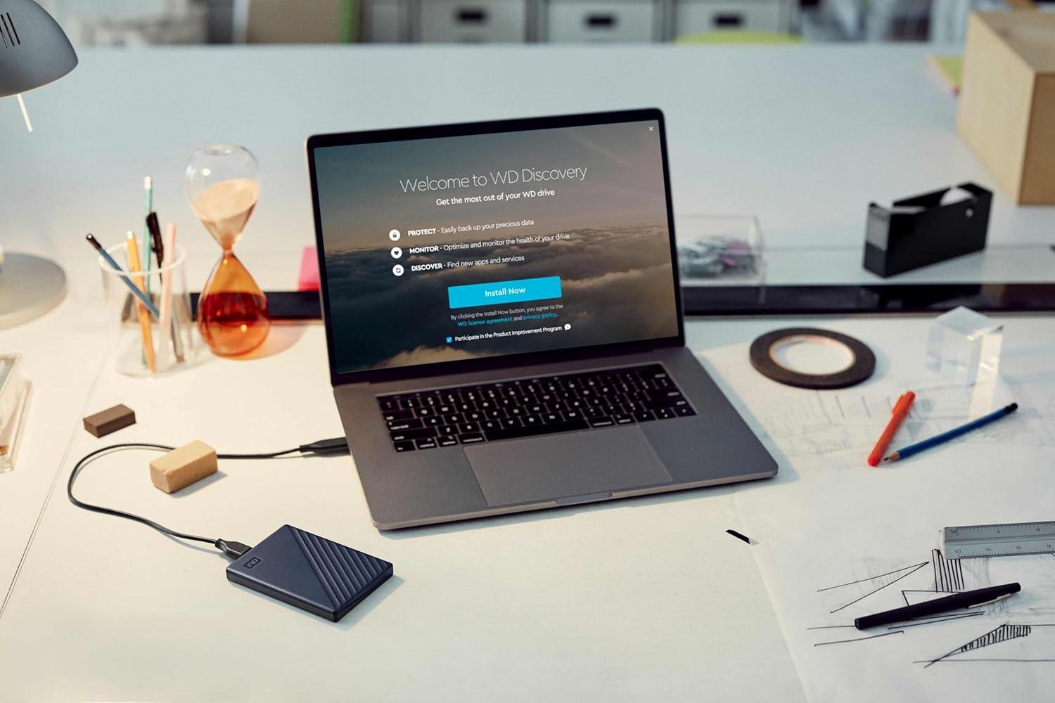 imageWD 5TB My Passport for Mac Navy Portable External Hard Drive with backup software and password protection USB 31USB 30 compatible WDBA2F0050BBLWESNNavy