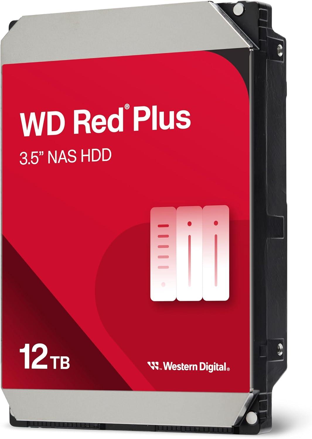 imageWestern Digital 4TB WD Red Plus NAS Internal Hard Drive HDD 5400 RPM SATA 6 Gbs CMR 256 MB Cache 35 WD40EFPX12TB