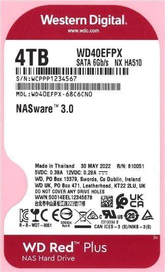 imageWestern Digital 4TB WD Red Plus NAS Internal Hard Drive HDD 5400 RPM SATA 6 Gbs CMR 256 MB Cache 35 WD40EFPX4TB