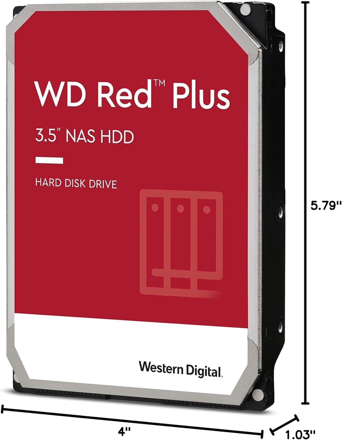 imageWestern Digital 4TB WD Red Plus NAS Internal Hard Drive HDD 5400 RPM SATA 6 Gbs CMR 256 MB Cache 35 WD40EFPX6TB