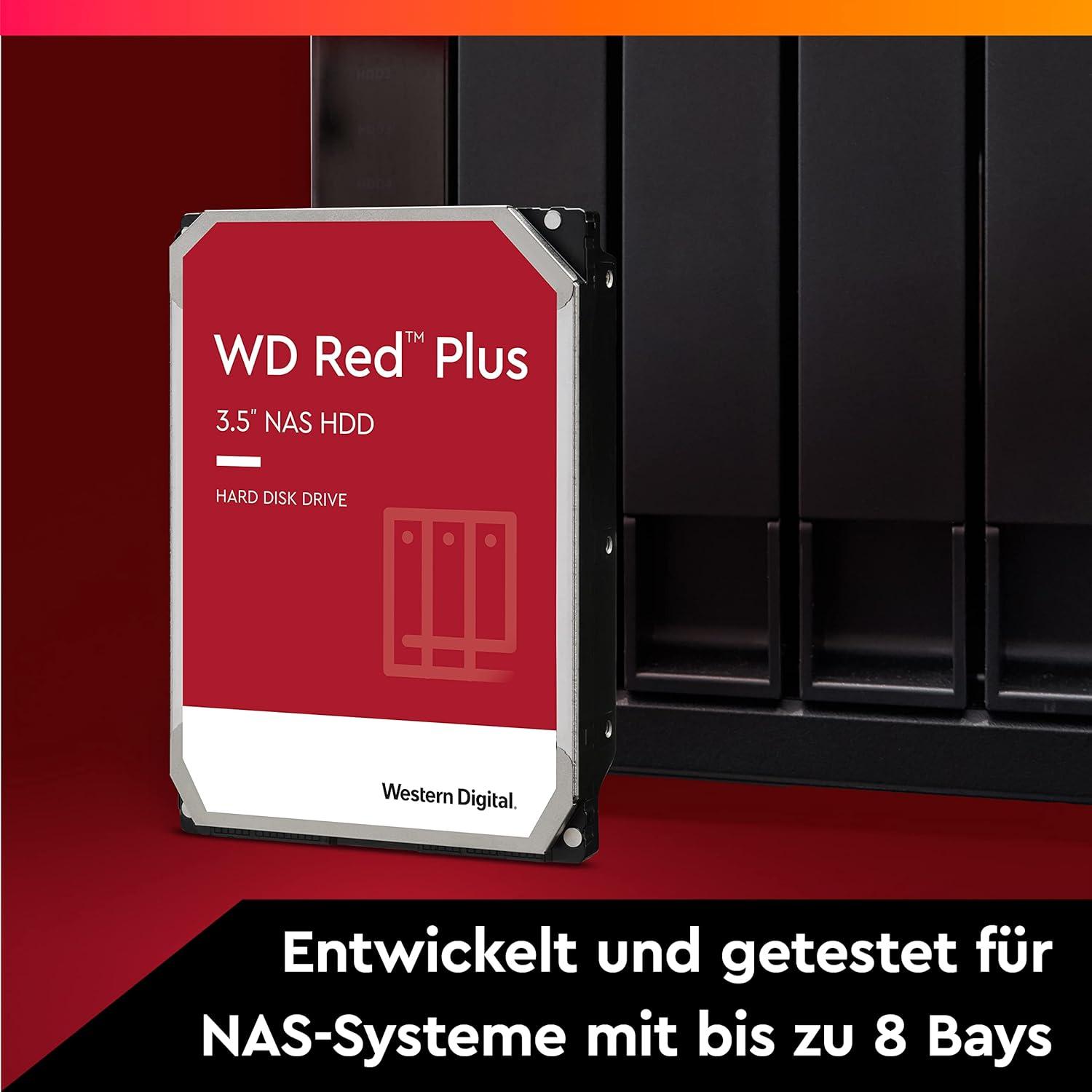 imageWestern Digital 4TB WD Red Plus NAS Internal Hard Drive HDD 5400 RPM SATA 6 Gbs CMR 256 MB Cache 35 WD40EFPX6TB