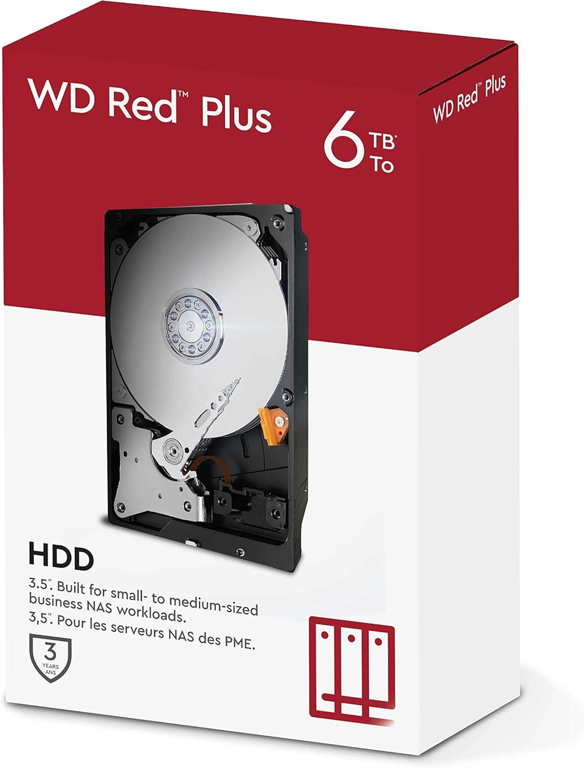 imageWestern Digital 4TB WD Red Plus NAS Internal Hard Drive HDD 5400 RPM SATA 6 Gbs CMR 256 MB Cache 35 WD40EFPX6TB