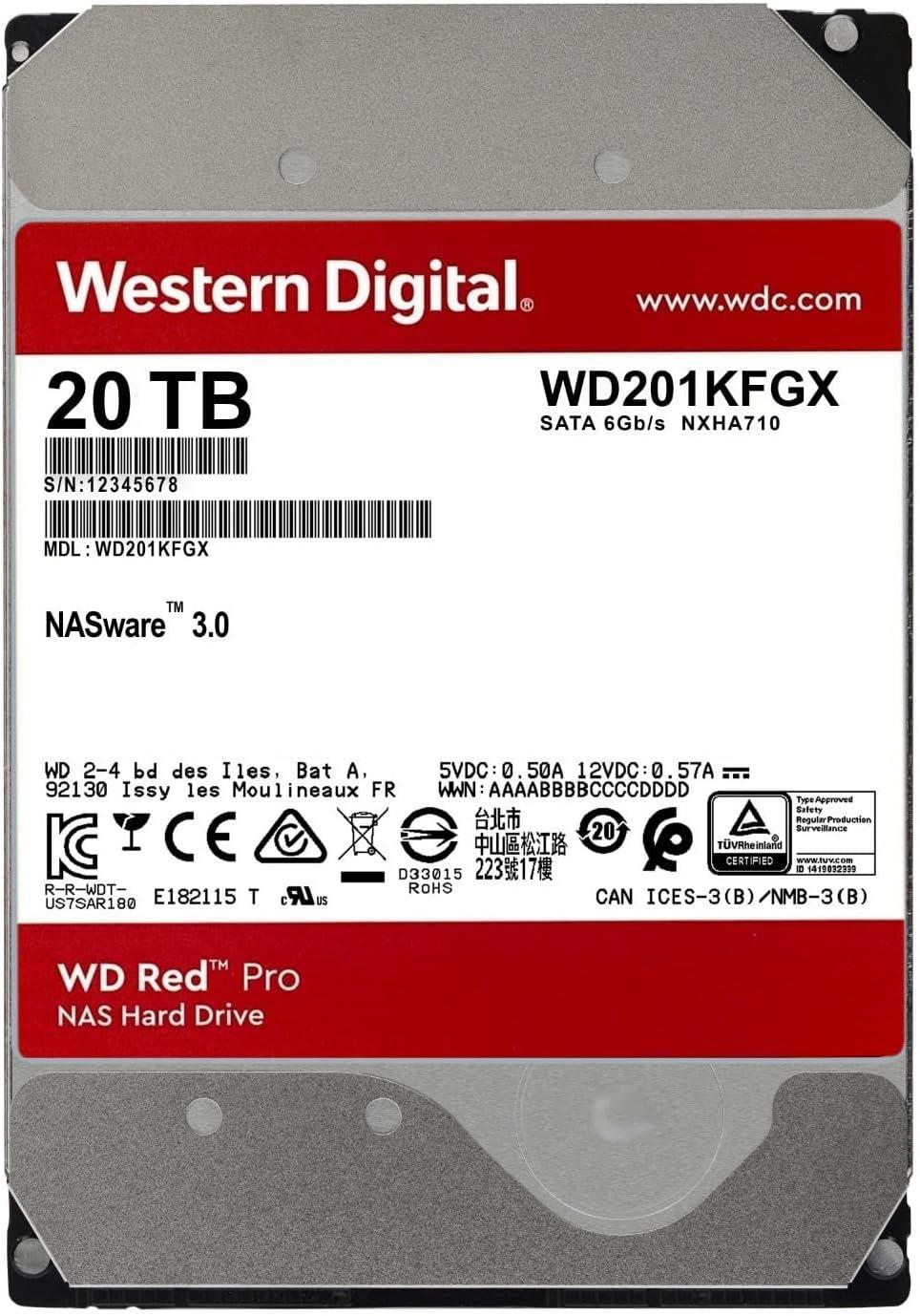 imageWestern Digital 6TB WD Red Pro NAS Internal Hard Drive HDD 7200 RPM SATA 6 Gbs CMR 256 MB Cache 35 WD6003FFBX20TB