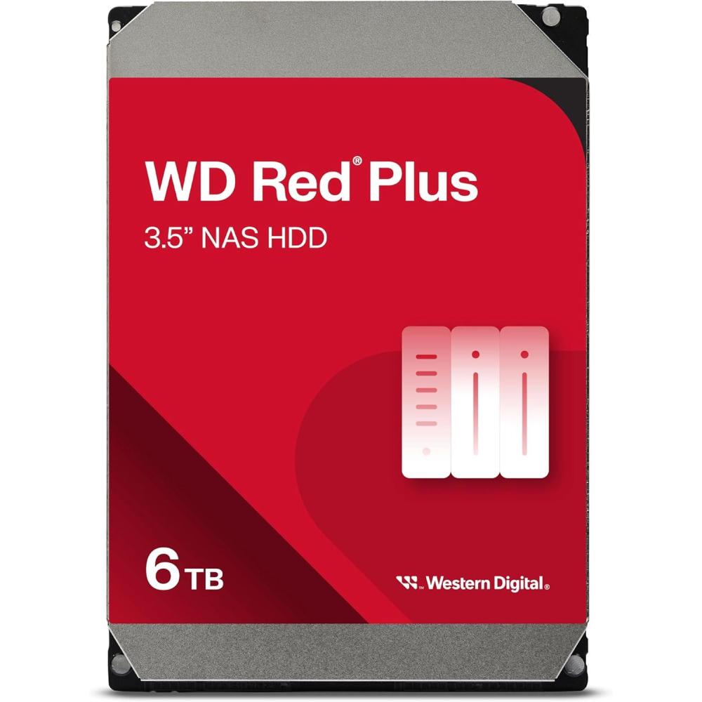 imageWestern Digital 6TB WD Red Plus NAS Internal Hard Drive HDD  5640 RPM SATA 6 Gbs CMR 128 MB Cache 35 WD60EFZX6TB