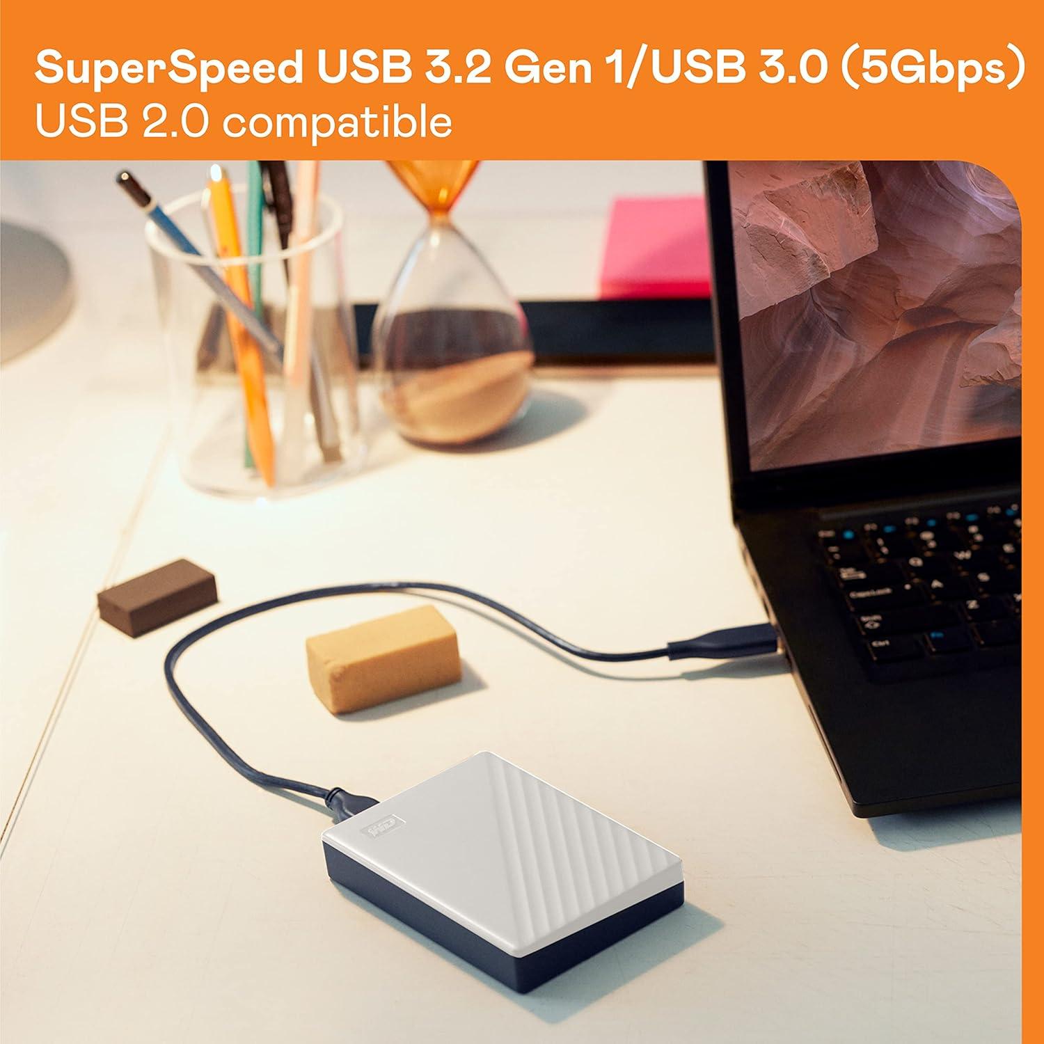 imageWestern Digital 5TB My Passport Portable External Hard Drive with password protection and auto backup software White Western DigitalBPKJ0050BWTWESNWhite